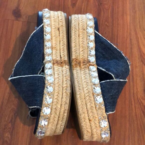Miu Miu Denim crystal platform espadrilles size 8 - Picture 3 of 7